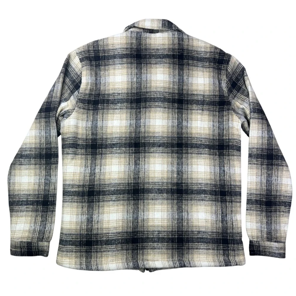 Ben Sherman Mens Plaid Button Front Lined Jacket Soft Cozy Mens Small
